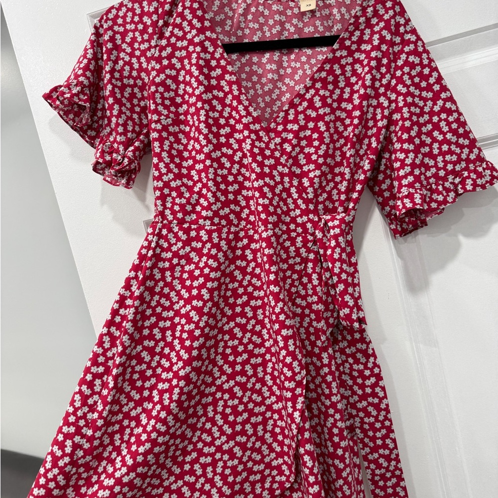 Floral Red Dress